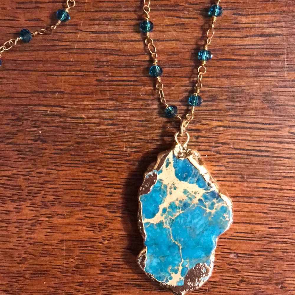 Agate Gold Dipped Pendant Necklace - image 4